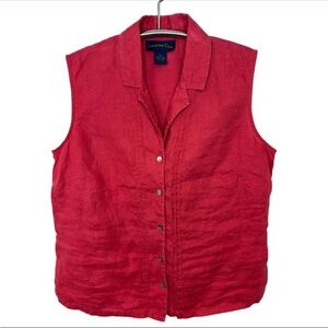 Charter Club Pink Collared Button-Up Women’s Linen Vest Size 10